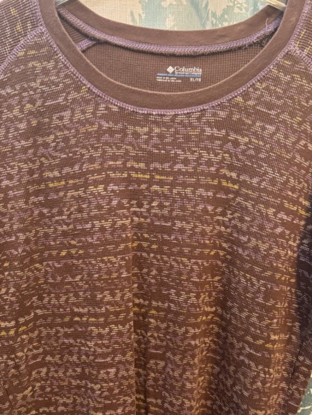 Columbia Thermal Long Sleeve Shirt Brown Pattern Size Extra Large XL Women USED